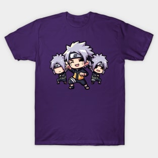 Kakashi Trio Chibi Design - Happy and Weird Anime Humor T-Shirt